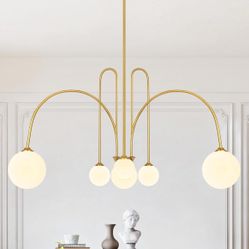 Gold Sputnik Mid-Century Modern Chandelier