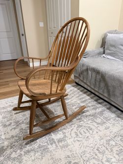 Vintage Wooden Windsor Rocking Chair – Solid Wood