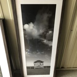 19.5x45 Framed Black And White Lifeguard Stand Picture
