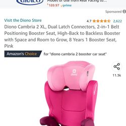 2 In 1 Belt Positioning Booster Seat  Dion Cambria 2XL Car Seat Dual Latch Connectors