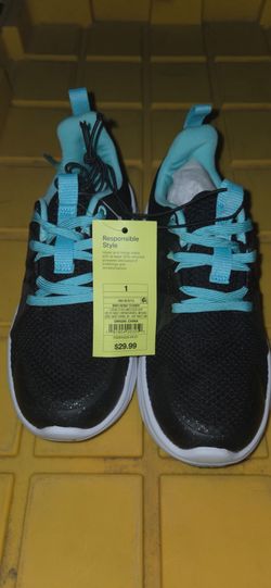 Kids Black and Teal Sneakers Size 1