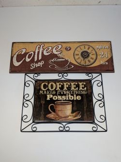 Coffee-Themed Wall Decor Set – Kitchen / Coffee Bar Signs