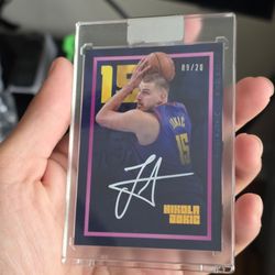 Nikola Jokic Autograph Serial Numbered 09/20 Pulse Denver Nuggets Card Pink