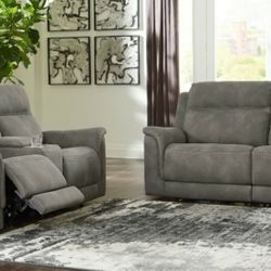 Next-Gen DuraPella Slate Power Reclining Living Room Set

