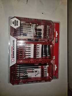 Milwaukee 75 piece set impact drill and drive set.
