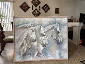 Wall art painted-White horses!