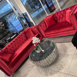 Gorgeous Sofa And Loveseat ❤️ Red Glam Velvet ❤️