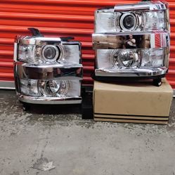 FOR 2015-2019 CHEVY SILVERADO 2500HD 3500HD CHROME HOUSING PROJECTOR HEADLIGHT LAMP
