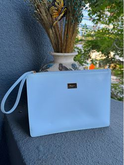 Salvatore Ferragamo Ferragamo Blue Leather Clutch Bag Light blue Pony-style