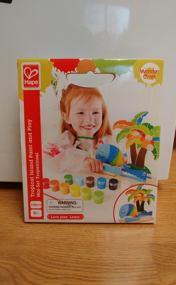 NEW IN BOX Hape Wooden Craft _ Tropical Island Paint and Play Mal - set Tropeninsel.
Includes 104 pieces.