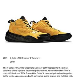 Puma x J.Cole RS Dreamer Basketball Shoe. Sz 13