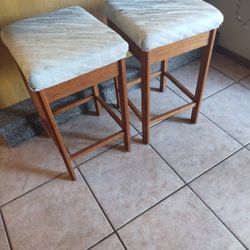 Upholstered Oak Bar Stools