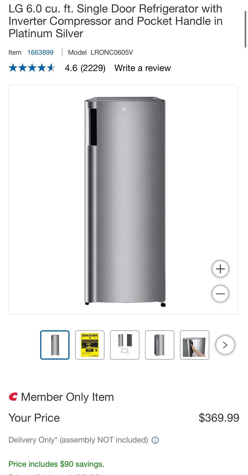 Brand New LG 6.0 Cu Ft Refrigerator