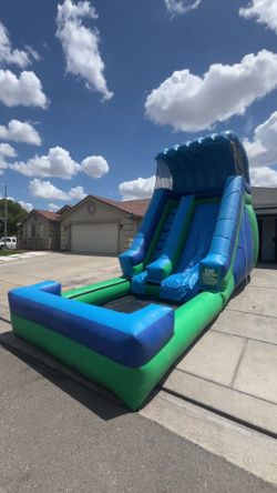 Blue Green Inflatable Water Slide