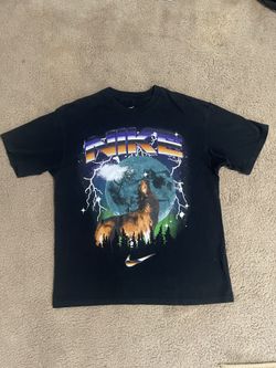 Nike Basketball Howlin Moon Wolf Lightning Shirt Black Mens Medium