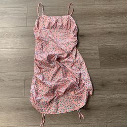 Shein Rouched Flowery Pink Dress