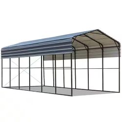 14 ft. W x 30 ft. D x 12.8 ft. H Gray Roof Metal Carport, Car Canopy and Shelter