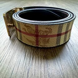 Burberry Nova Check Belt Size 36/90 Gold Buckle Authentic Made in Italy