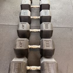 Used Rubber Hex Dumbell Weights For Sale 