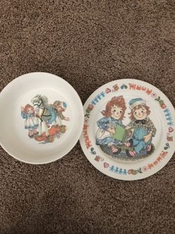 1969 Raggedy and Andy plate and bowl