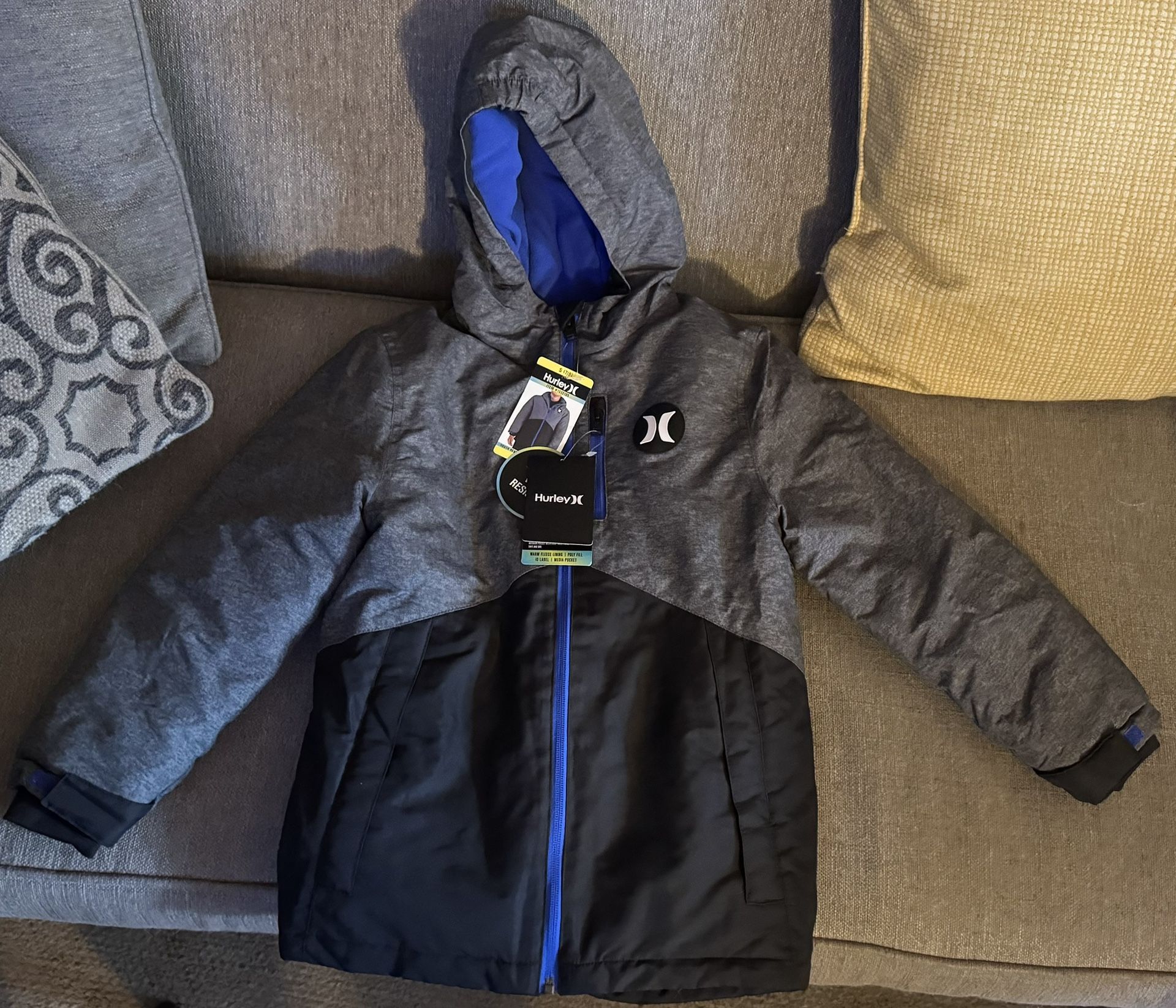 Boys Hurley Size 7/8 New Winter Coat 