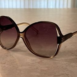 Balenciaga 0065/s Brown Gold Gradient Oversized Butterfly Sunglasses Gold BB Logo