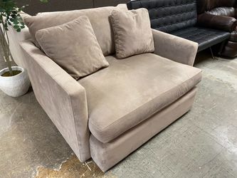 CRATE & BARREL Pewter Fabric Chair and a Half