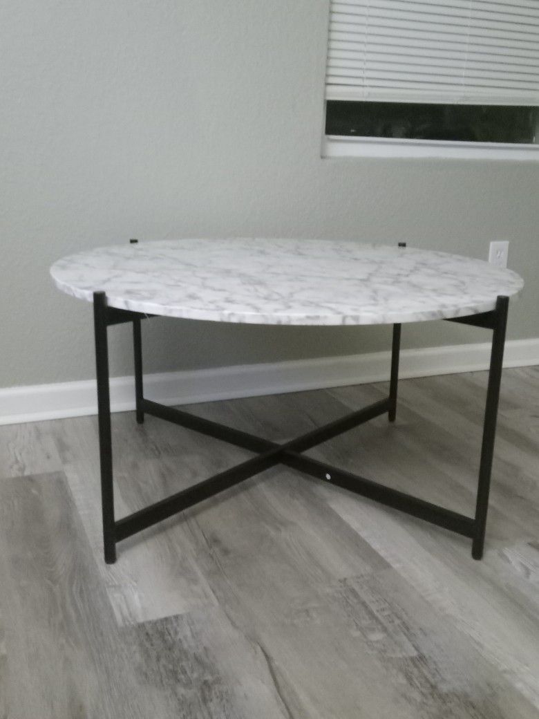 Large Round  Faux Marble Coffee Table 