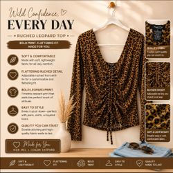 Rue21 Ruched Leopard Print Long Sleeve Top