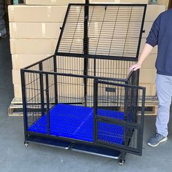 $155 (New in Box) Heavy-duty dog cage 41x31x34” single-door folding kennel w/ plastic tray 