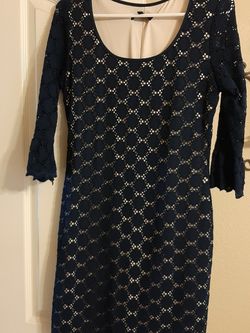 Navy Eyelet Dress