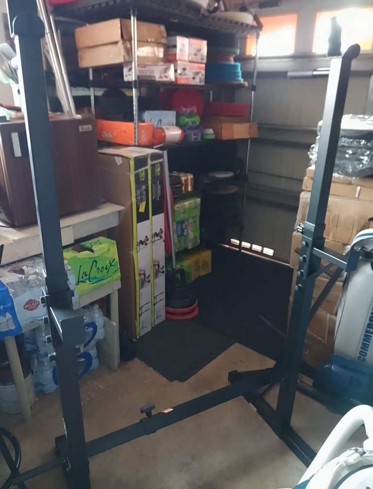 Squat Rack New $89 & Adjustable Weight Bench With Preacher Curl Station $89