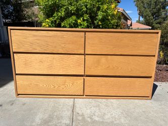 Solid Oak Wood 6 Drawer Dresser Chest of Drawers Furniture Great Condition USA MADE