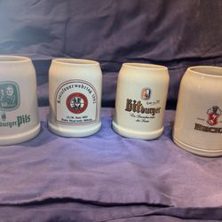 German Ceramic Beer, Stein’s Set Of 4