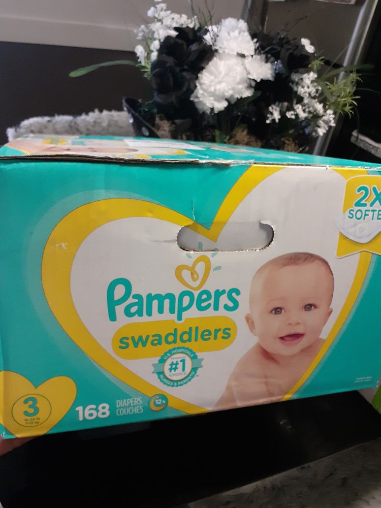 Size 3 Pampers. Count 168. 35.00 firm
