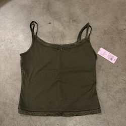 Target Olive Green Lace Trim Tank Top (New with Tag)