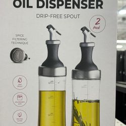 Finedine Glass Oil Dispenser Drip-Free Spout 2 Pack, 18 oz