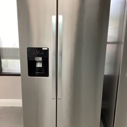 Whirlpool Side-by-Side Refrigerator in Stainless steel with Freezer Door Bins: 4 Fixed and ADA Compliant