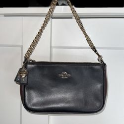 Coach, Selena Gomez, Nolita 19, Wristlet, Polished, Pebble Leather, Gold-Tone Chain Strap, “Love Yourself First”