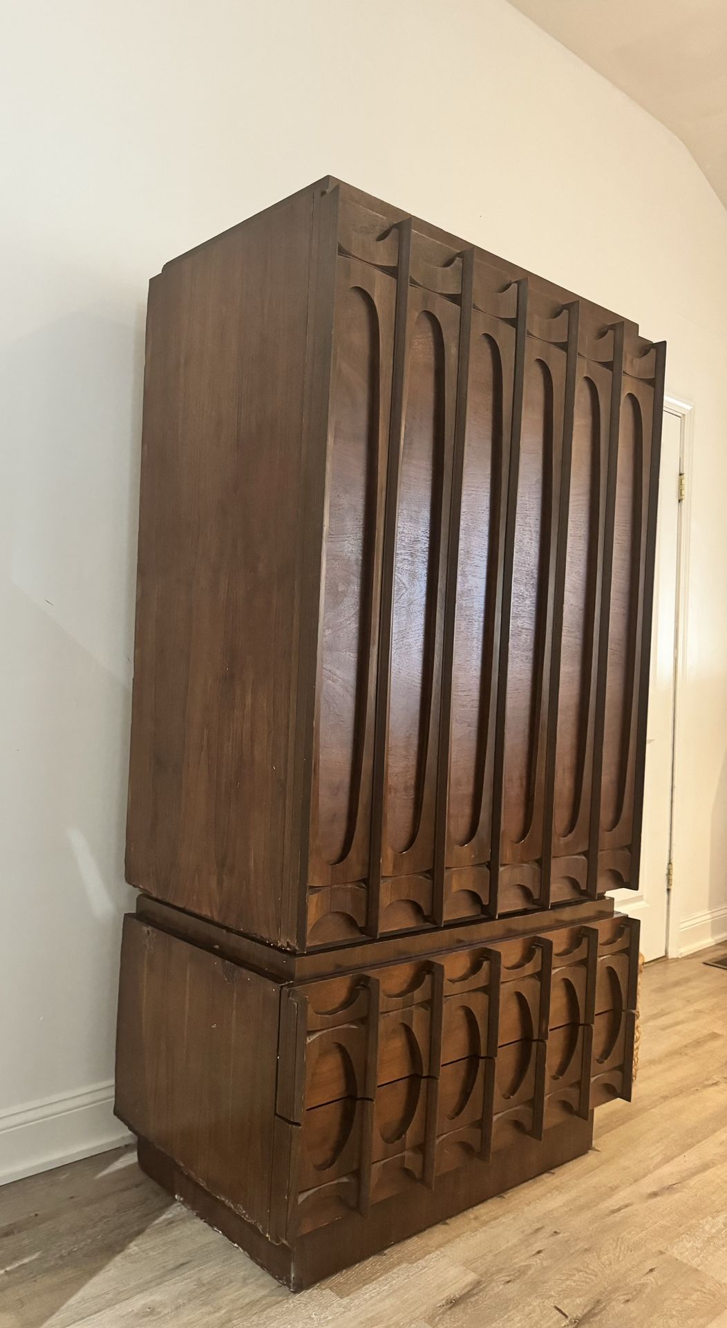 ORIGINAL BRUTALIST TOBAGO ARMOIRE/CHEST AND SIDE TABLE