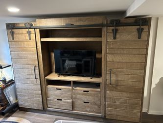 Brown Stained Rustic Armoire