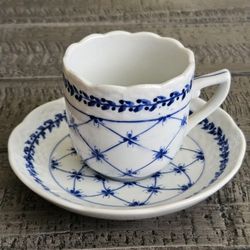 Andrea By Sadek Blue And White Demitasse Cup and Saucer