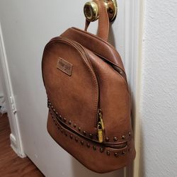 Wrangler PU Leather, Distressed Brown, Gold Accented Western Backpack 