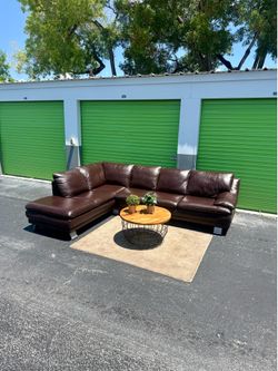 Dark Brown Leather Italsofa Sectional Couch