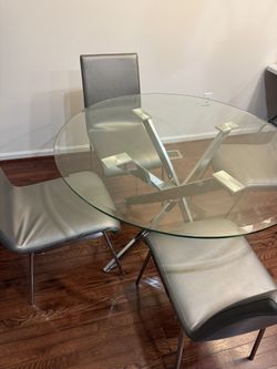 Round Glass Dining Table with Chairs