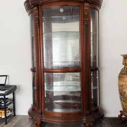 Bow Front Illuminated Curio Cabinet