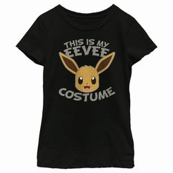 Youth Girls Pokemon Halloween This is my Eevee Costume Graphic Tee T Shirt Top Size L Large 