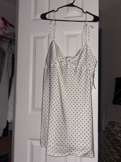 NWT No Boundaries White Polka Dot Satin Slip Dress – Size XXL (20)