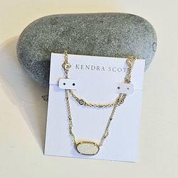 New Kendra Scott 14k Yellow Gold Layered White Pendant women's Necklace gift