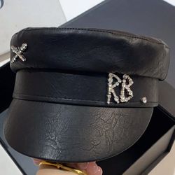 RB Hat Swarovski Crystal Luxury Leather Blvck Cap Paris Designer Ami Ruslan Sexy